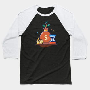 Stock of coin, plant of money and hourglasses cartoon Baseball T-Shirt